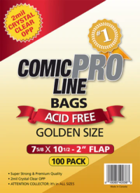 ComicProLine Golden Size Comic Bags 2mil Crystal Clear OPP