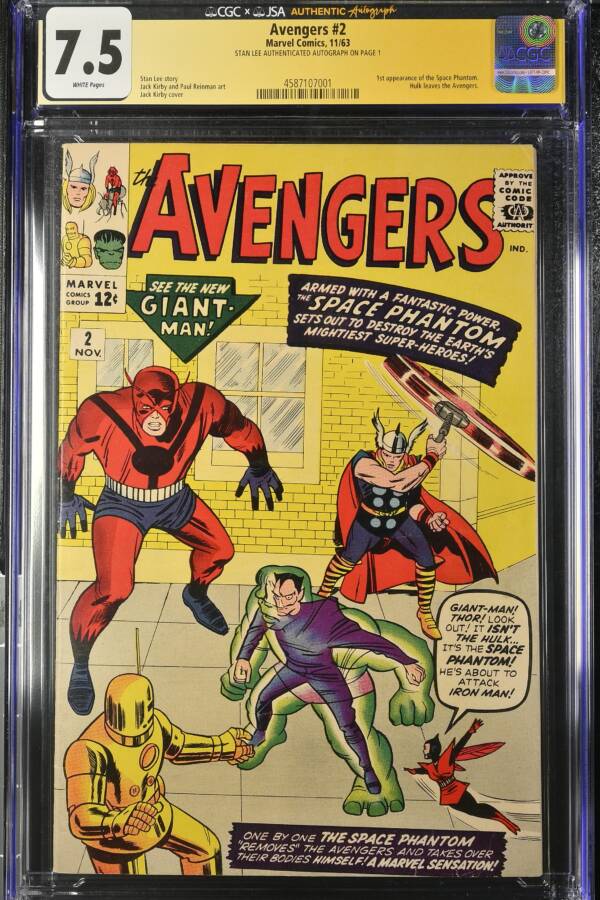 Avengers #002 CGC 7.5 Stan Lee JSA Authenticated Signature